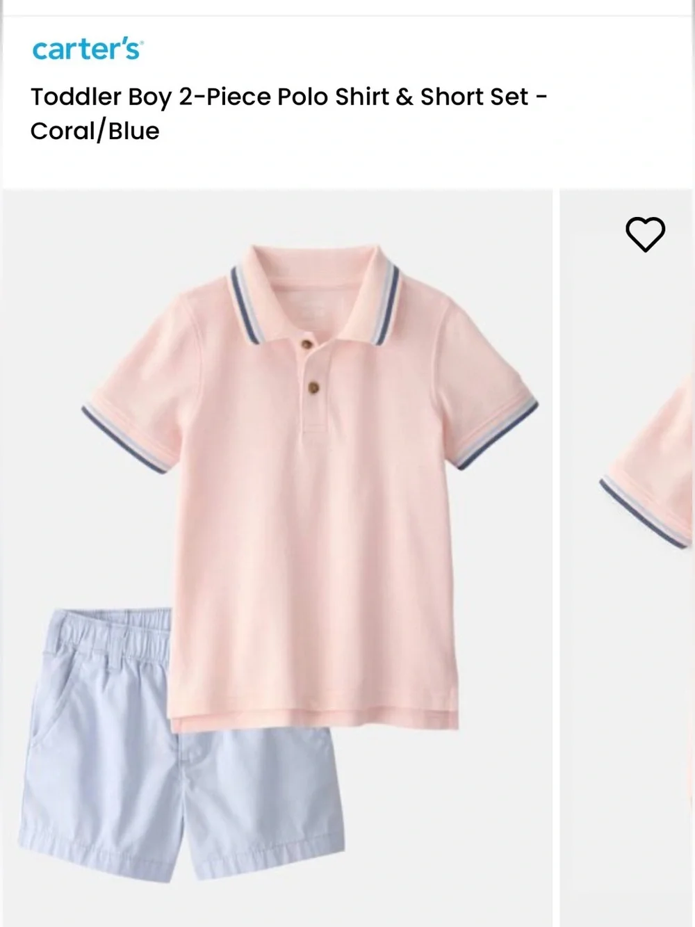NWT Carters Marching Set - 3T Boys Pink Polo & Light Blue Shorts